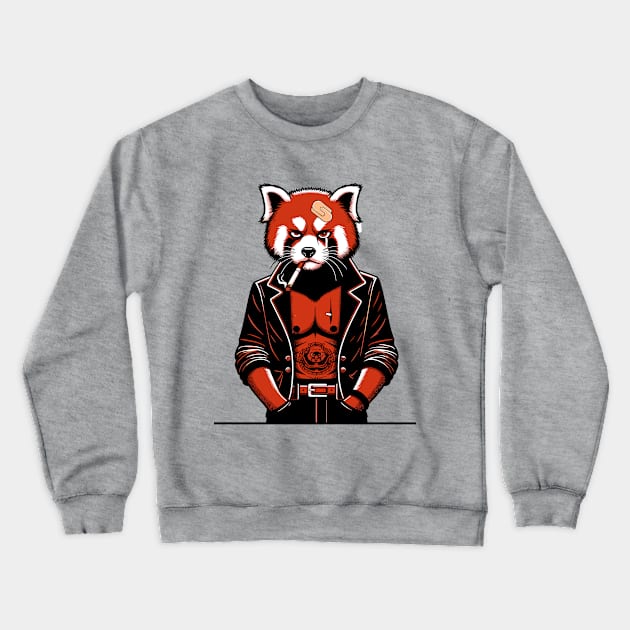 Yakuza Red panda - Tattooed & Fierce 90s Cartoon Art Crewneck Sweatshirt by TimeWarpWildlife